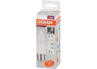 Лампа светодиодная OSRAM LED 7Вт E27 3000К 560Лм свеча 220В (замена 60Вт) (446)