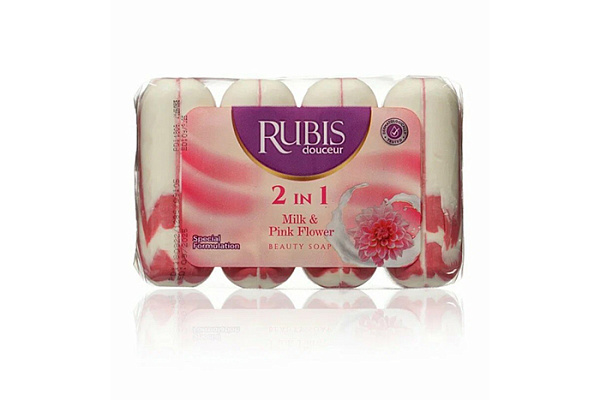 Мыло туалетное RUBIS экопак milk&pink flower 4х90г 360г
