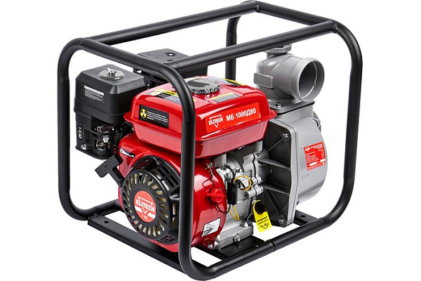Мотопомпа ELITECH МБ 1000Д80 (7л.с, 1000л/мин, выс 27м, гл 8м, 80мм, чист/вода, 30кг) E0105.002.00