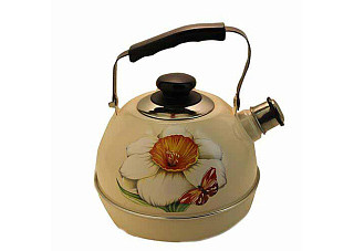 Чайник эмалированный Рубин НАРЦИСС слоновая кость, подвиж.ручка г.Ростов 3,5л ТМ04/35/04/07(737) 