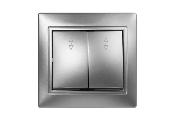 Выключатель SmartBuy "Венера" проходной 2-клавишный 10А, серебро (SBE-01s-10-SW22-0) (994)