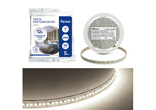 Лента светодиодная FERON 180SMD(2835)/м 17Вт/м 12V 6500К 5м/уп LS616 41280 (122)