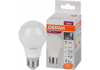 Лампа светодиодная OSRAM LED 7Вт E27 3000К 560Лм груша 220В (замена 60Вт) (893)