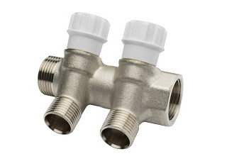 Коллектор резьбовой с вентилями AQUALINK ДУ 3/4x3/4x1/2x2 (04476) (30/2)