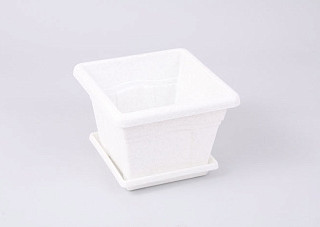 Горшок для цветов КВАДРО с поддоном, мрамор 159x159x117мм, 1,48л (С161М)