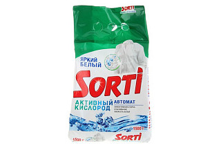 Порошок стиральный SORTI автомат активный кислород 1,5кг (1/6)
