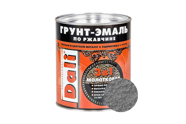 Грунт-эмаль по ржавчине DALI молотковая СЕРЫЙ (2,0л)