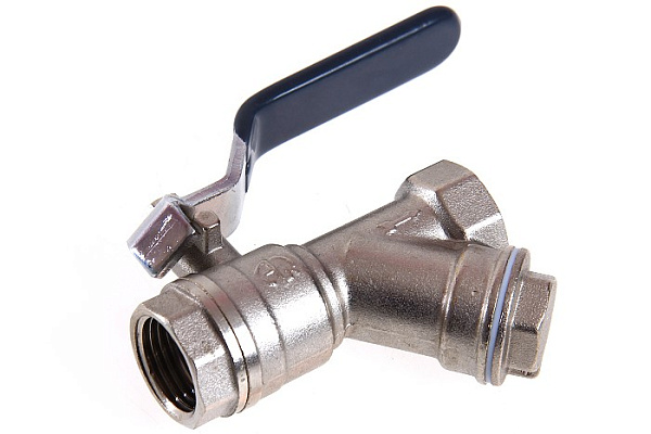 Кран шаровой с косым фильтром AQUALINK ДУ15 (1/2) Г/Г рычаг (1163) (10/1)