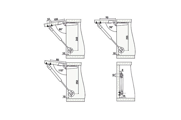 Лифт газовый StahlBuro N80 матовый хром (100) (679)