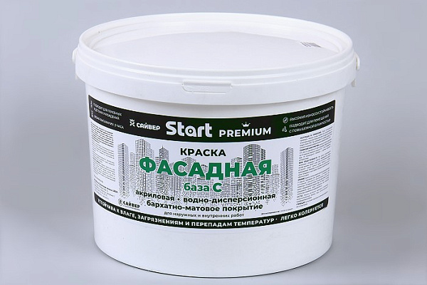 Краска ВД START PREMIUM для фасадов прозрачная база С (9,0кг)