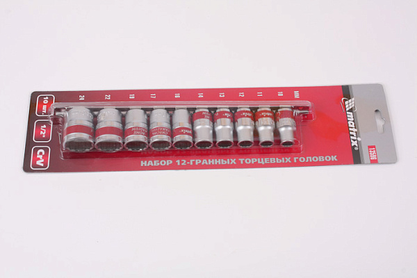 Набор MATRIX торцевых головок,1/2, 10х24мм, 11 пр. (13596)