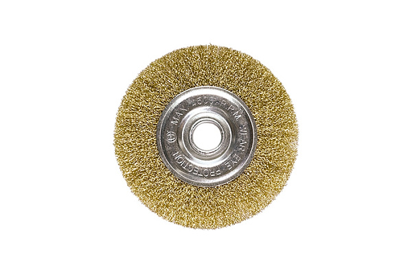 Щетка для УШМ MATRIX 100 мм, посадка 22,2 мм, плоская, латунированная витая проволока (74648)