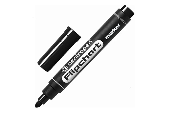 Маркер для флипчартов CENTROPEN "8550" черный пулевидный 2,5мм 5 8550 0112