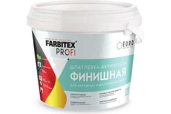 Шпатлевка FARBITEX ПРОФИ акриловая финишная для наружных и внутренних работ (3,0кг) 