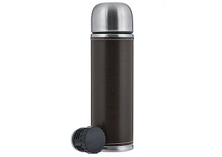 Термос нержавеющая сталь БИОСТАЛЬ-ОХОТА узкое горло, вставка из экокожи 1,0л (NYP-1000Р)