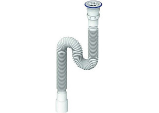 Сифон UNICORN гофрированный 1500мм, прикручивающийся выпуск 1 1/2  Ø40, чашка нерж. D240 