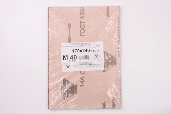Бумага шлиф. на ткан. водост. №М40 (Р400) 10шт 24х17 Белгород75650 (1/110)