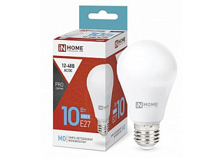 Лампа светодиодная IN HOME LED-MO-PRO 10Вт 12-48В Е27 6500К 900Лм низковольтная (056)