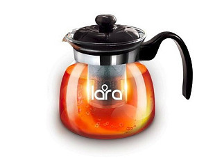 Чайник заварочный LARA боросиликатное стекло, отделка хром 750мл (LR06-08)