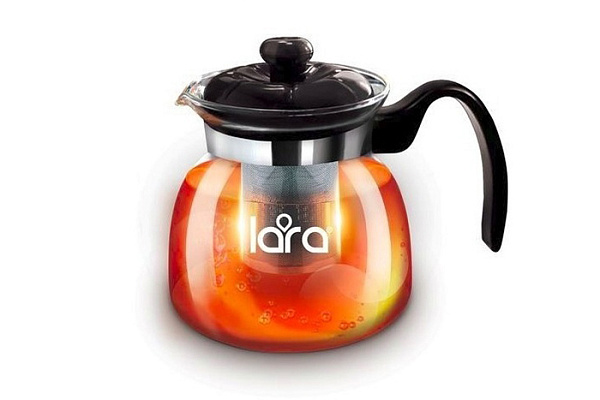 Чайник заварочный LARA боросиликатное стекло, отделка хром 750мл (LR06-08)
