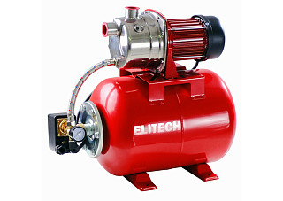 Насосная станция ELITECH САВ 1000-24Н (Нерж,1000Вт,Расход-53л/м,Н=44м, 4бар,Глуб-8м,Емкость-24л)