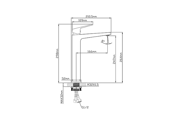 Смеситель для раковины Oasis L3010МB_Sal (Чёрный,Латунь, Гайка, Высота излива-24,7см)