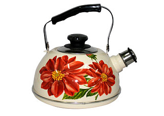 Чайник эмалированный Рубин ЛЕРА слон.кость, красн.цв конс.ручка г.Ростов 2,5л Т04/25/04/09/Н13 (740)