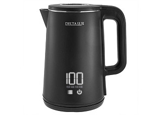 Чайник DELTA LUX DE-1023, ДВОЙНОЙ КОРПУС, LCD дисплей, 5 режимов, 1,8 л, 2000 Вт, черный (12)