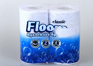 Туалетная бумага Floom classic Белая 2-х слойная 4 рулона (942)