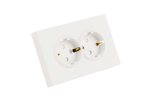 Розетка Feron 2-м. с защит. шт. с/з 250В 16А Эмили RST16-5114-01 белый фарфор 49882