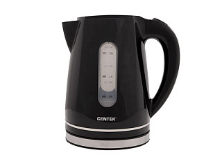 Чайник Centek CT-0043 (черный) 2.0л 2200Вт, LED подсветка, стальная отделка базы, хром. элемент