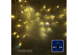 Светодиодная бахрома Rich LED 3х0.5м,IP65,тепл.белая,мерц.,черн.резин.провод RL-i3*0.5F-RB/WW (315)