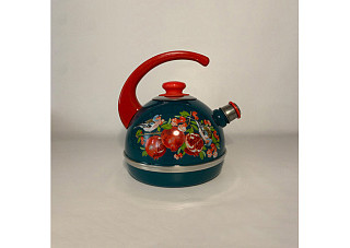 Чайник эмалированный Рубин ЦВЕТУЩИЙ ГРАНАТ бирюзовый, конс.ручка г.Ростов 3,5л Т04/35/06/37/Н13(307)