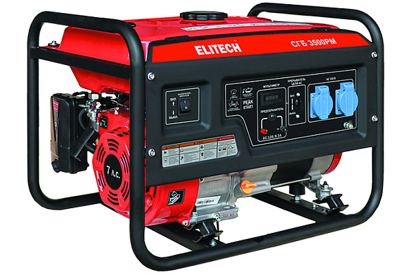 Бензогенератор ELITECH СГБ 3500РМ (3 кВт, бак 15л, 41.4кг, ручной старт)