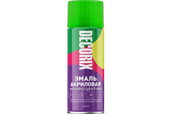 Эмаль аэрозольная акриловая DECORIX флуорисцентная 0102-04-DX зеленый 520мл