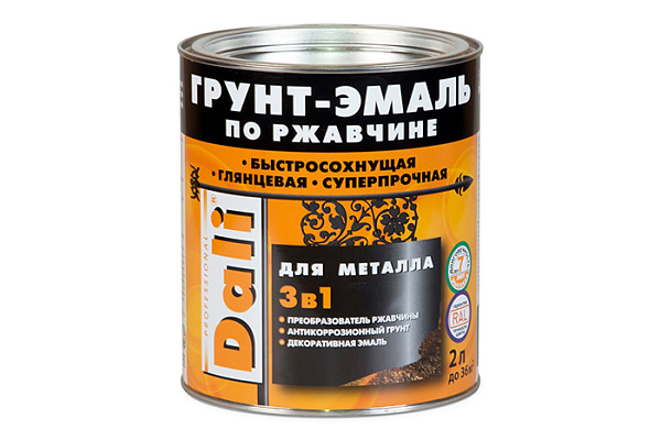 Грунт-эмаль по ржавчине 3 в 1 DALI белый RAL 9010 (2,0л)