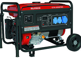 Бензогенератор ELITECH СГБ 6500РМК (5,5 кВт, бак-25л, 3 розетки, 78,5кг, ручн.старт, мультим, )