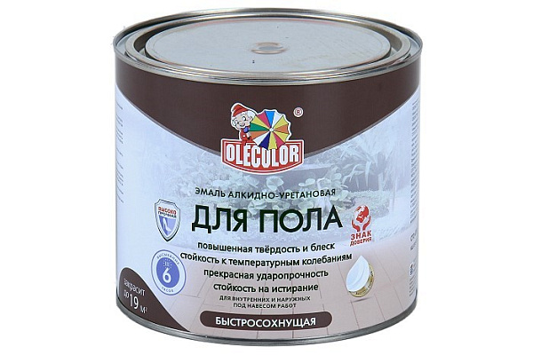 Эмаль для пола алкидно-уретановая быстросохнущая (6ч) OLECOLOR красно-коричневый (1,8кг) 