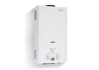 Газовый проточный водонагреватель OASIS Standart Белый РN/OR24W (24кВт/12л.мин, медь, дымоход ДУ110)