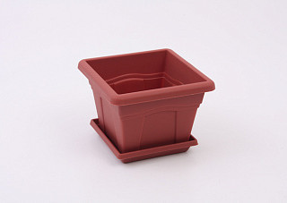 Горшок для цветов КВАДРО с поддоном, терракотовый 119x119x89мм, 0,63л (С160Т)