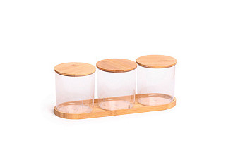 Набор контейнеров для хранения сыпучих продуктов Бамбук Альтернатива на подставке (уп.12) М8541