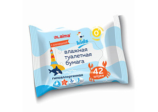 Туалетная бумага влажная ЛАЙМА kids детска биоразлогаемая смываемая 42шт (115223) (230)