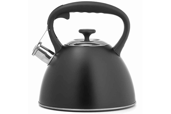 Чайник нержавеющая сталь LARA свисток с кноп. механизмом, черный матовый 3,0л (LR00-74) 