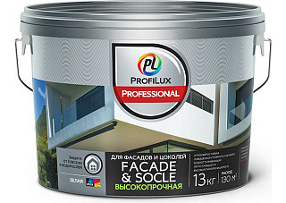 Краска ВД ProfiluxProfessional FACADE & SOCLE для фасадов и цоколей база 3, бесцветная (13,0кг)