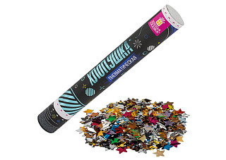 Хлопушка пневматическая ЗОЛОТАЯ СКАЗКА 40см, фольга, звезды, ассорти (591480)