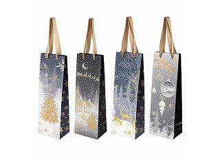 Пакет подарочный под бутылку 13x36x9см, ЗОЛОТАЯ СКАЗКА Bottle (1штука) новогодний, ассорти (592134)