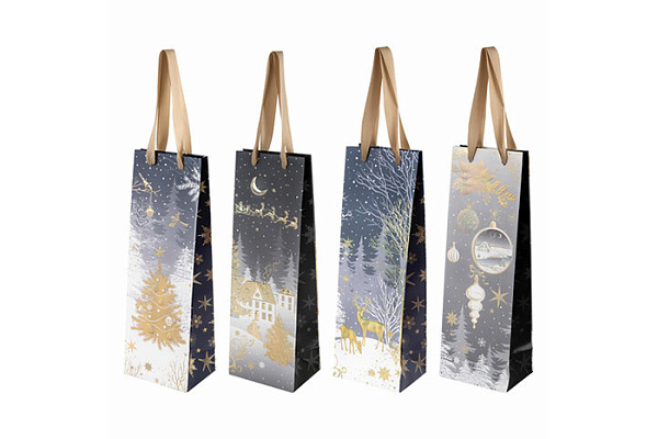 Пакет подарочный для бутылки ЗОЛОТАЯ СКАЗКА Bottle 13x36x9см новогодний ассорти 592134