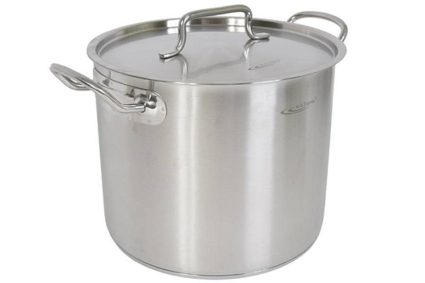 Кастрюля 11л нерж Общепит Шеф, d26см, h21см, с металлической крышкой, ТРС   (2)