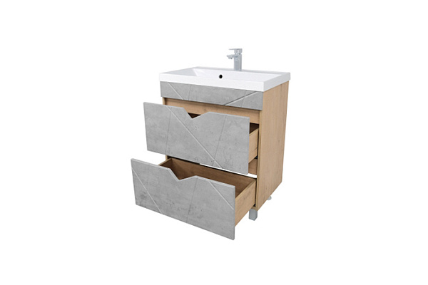 Тумба Фьорд 70 DORATIZ  напольная, под умывальник Classica 70, дуб Бунратти, цемент 9908.185