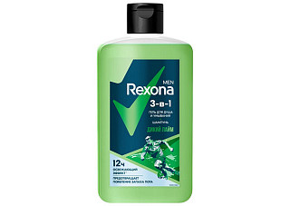 Шампунь-гель для душа, умывания REXONA MEN 3в1 Дикий лайм 490мл/6 (622)